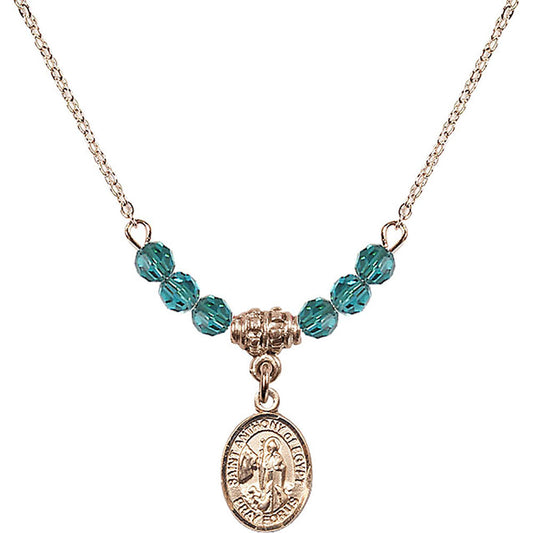 14kt Gold Filled Saint Anthony of Egypt Birthstone Necklace with Zircon Beads - 9317