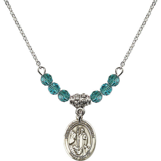 Sterling Silver Saint Anthony of Egypt Birthstone Necklace with Zircon Beads - 9317