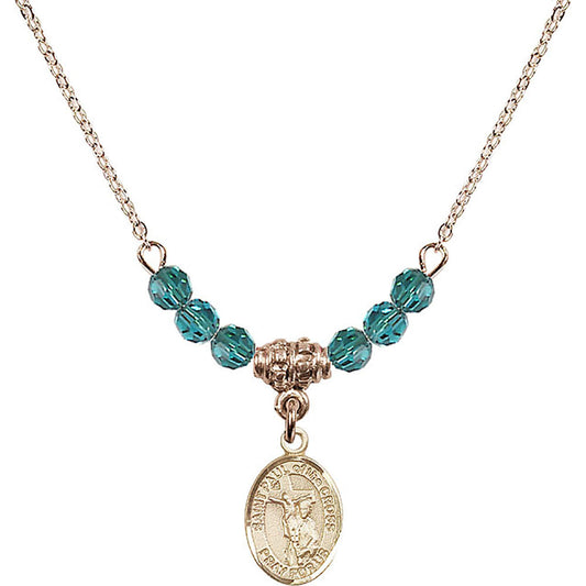14kt Gold Filled Saint Paul of the Cross Birthstone Necklace with Zircon Beads - 9318