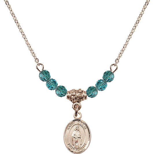 14kt Gold Filled Saint Odilia Birthstone Necklace with Zircon Beads - 9319