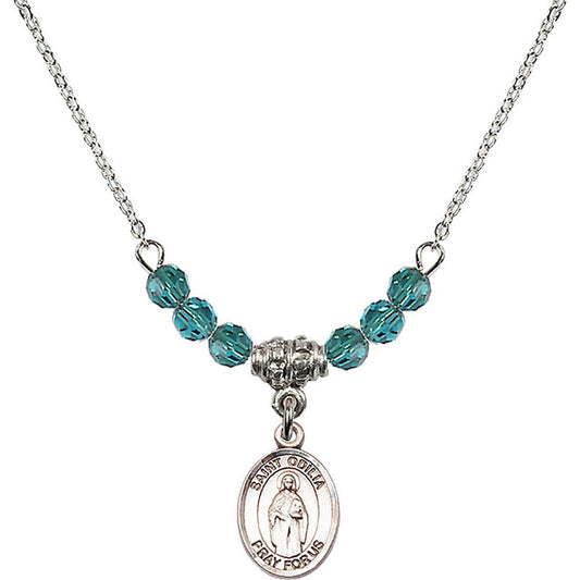 Sterling Silver Saint Odilia Birthstone Necklace with Zircon Beads - 9319