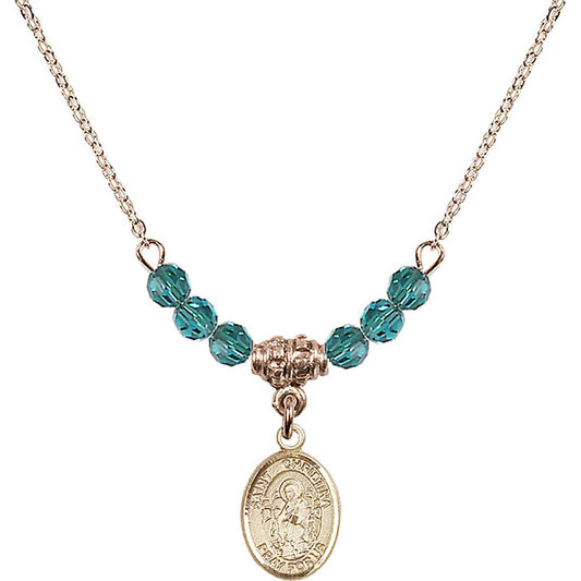 14kt Gold Filled Saint Christina the Astonishing Birthstone Necklace with Zircon Beads - 9320
