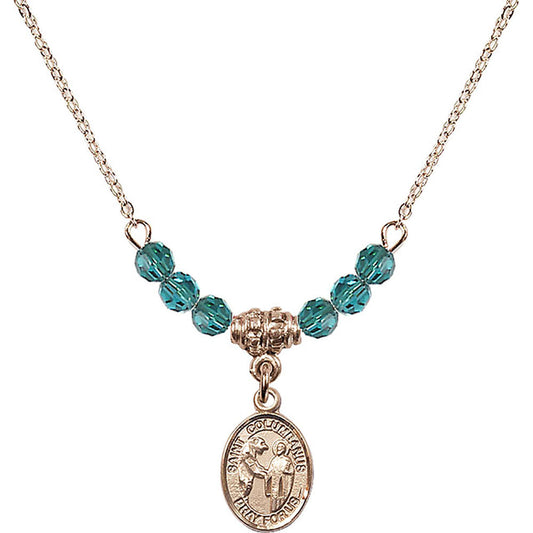 14kt Gold Filled Saint Columbanus Birthstone Necklace with Zircon Beads - 9321