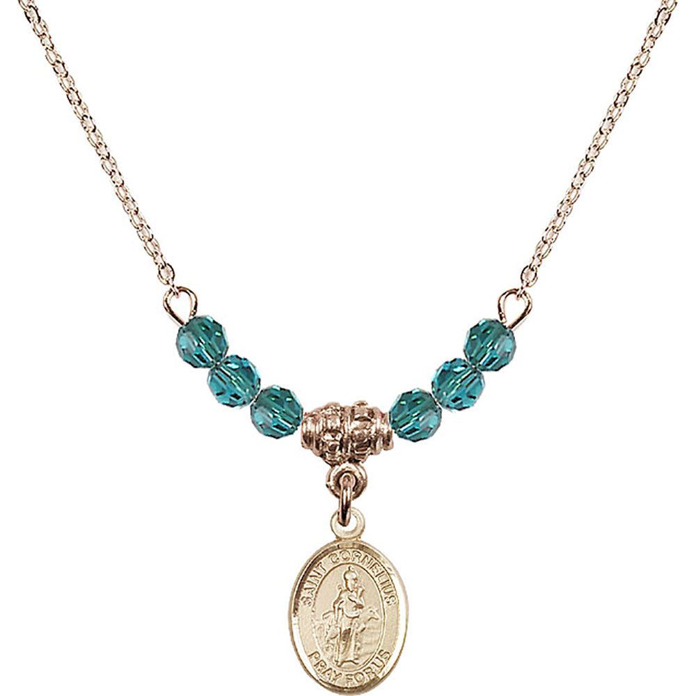 14kt Gold Filled Saint Cornelius Birthstone Necklace with Zircon Beads - 9325