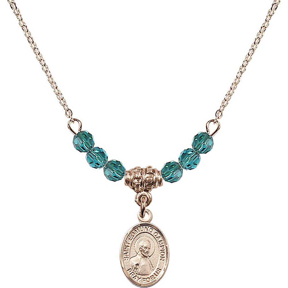 14kt Gold Filled Saint Edmund Campion Birthstone Necklace with Zircon Beads - 9333