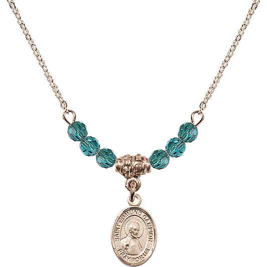 14kt Gold Filled Saint Edmund Campion Birthstone Necklace with Zircon Beads - 9333