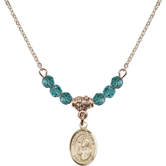 14kt Gold Filled Saint Rene Goupil Birthstone Necklace with Zircon Beads - 9334