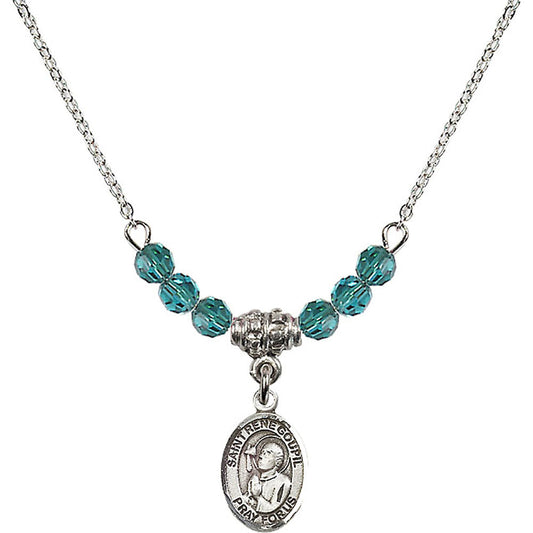 Sterling Silver Saint Rene Goupil Birthstone Necklace with Zircon Beads - 9334