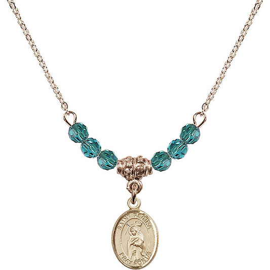 14kt Gold Filled Saint Regina Birthstone Necklace with Zircon Beads - 9335