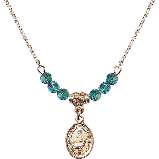 14kt Gold Filled Saint Catherine of Sweden Birthstone Necklace with Zircon Beads - 9336