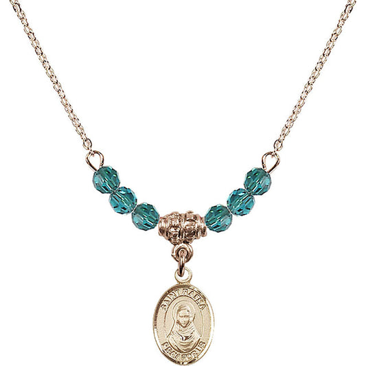 14kt Gold Filled Saint Rafka Birthstone Necklace with Zircon Beads - 9338