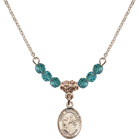 14kt Gold Filled Saint Nimatullah Birthstone Necklace with Zircon Beads - 9339
