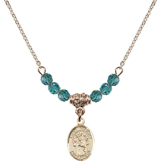 14kt Gold Filled Saint Felicity Birthstone Necklace with Zircon Beads - 9341
