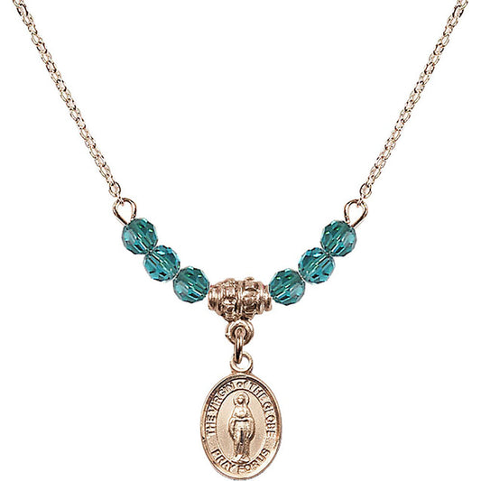 14kt Gold Filled Virgin of the Globe Birthstone Necklace with Zircon Beads - 9345