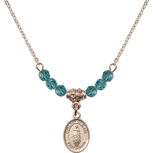 14kt Gold Filled Our Lady of Tears Birthstone Necklace with Zircon Beads - 9346