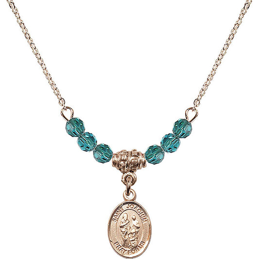 14kt Gold Filled Saint Joachim Birthstone Necklace with Zircon Beads - 9348
