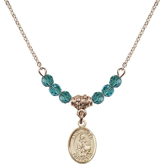 14kt Gold Filled Saint Giles Birthstone Necklace with Zircon Beads - 9349