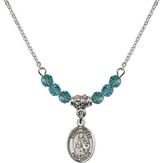 Sterling Silver Saint Giles Birthstone Necklace with Zircon Beads - 9349