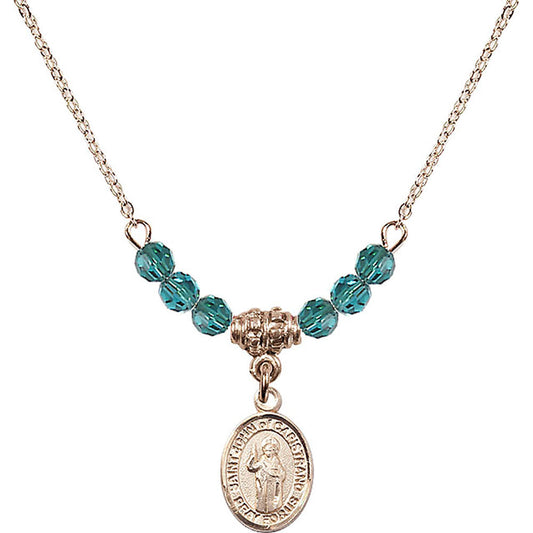 14kt Gold Filled Saint John of Capistrano Birthstone Necklace with Zircon Beads - 9350