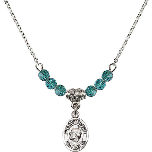 Sterling Silver Pope Saint Eugene I Birthstone Necklace with Zircon Beads - 9352