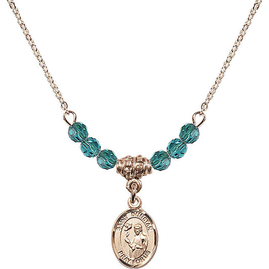 14kt Gold Filled Saint Dunstan Birthstone Necklace with Zircon Beads - 9355