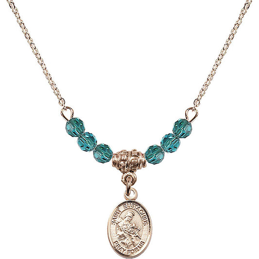 14kt Gold Filled Saint Eustachius Birthstone Necklace with Zircon Beads - 9356