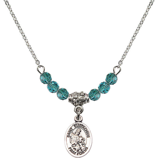 Sterling Silver Saint Eustachius Birthstone Necklace with Zircon Beads - 9356