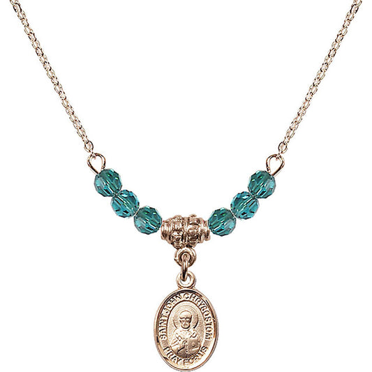 14kt Gold Filled Saint John Licci Birthstone Necklace with Zircon Beads - 9358