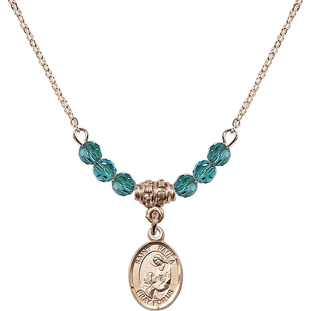 14kt Gold Filled Saint Paula Birthstone Necklace with Zircon Beads - 9359