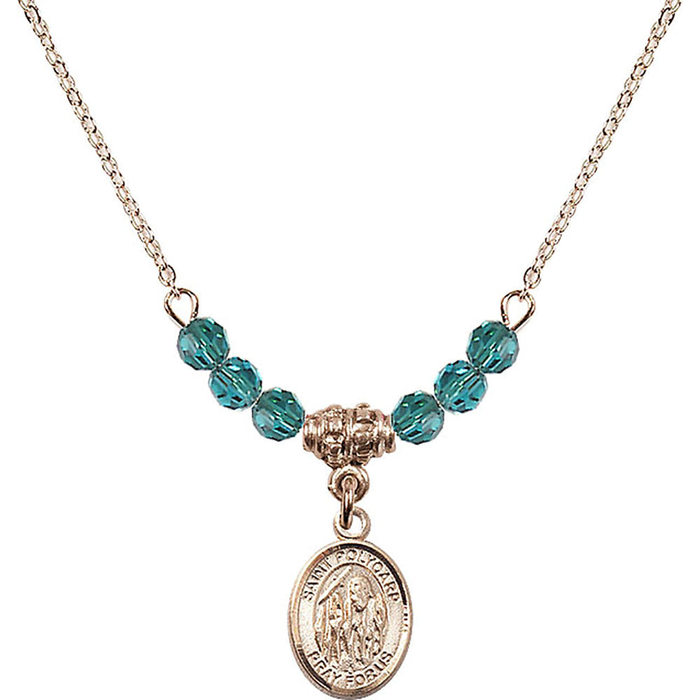 14kt Gold Filled Saint Polycarp of Smyrna Birthstone Necklace with Zircon Beads - 9363