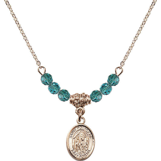 14kt Gold Filled Saint Polycarp of Smyrna Birthstone Necklace with Zircon Beads - 9363
