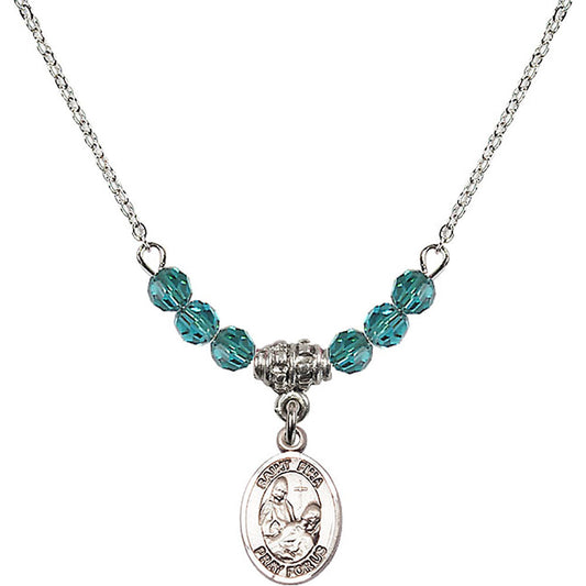Sterling Silver Saint Fina Birthstone Necklace with Zircon Beads - 9364