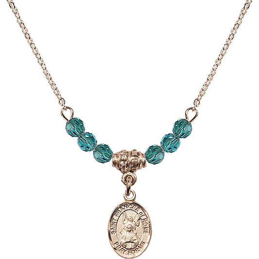 14kt Gold Filled Saint Frances of Rome Birthstone Necklace with Zircon Beads - 9365