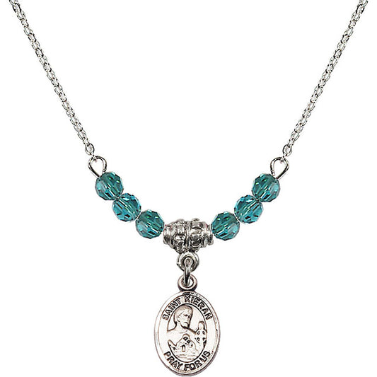 Sterling Silver Saint Kieran Birthstone Necklace with Zircon Beads - 9367