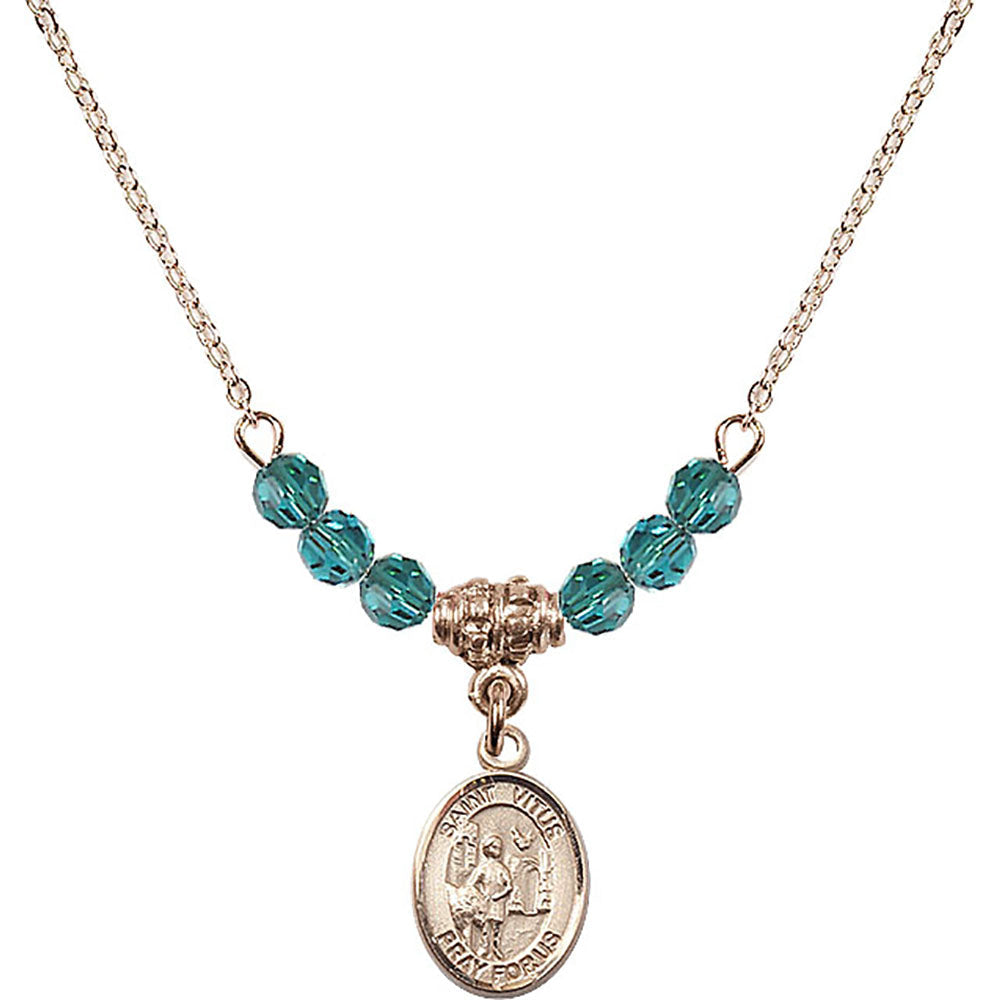 14kt Gold Filled Saint Vitus Birthstone Necklace with Zircon Beads - 9368