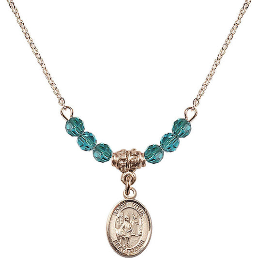 14kt Gold Filled Saint Vitus Birthstone Necklace with Zircon Beads - 9368