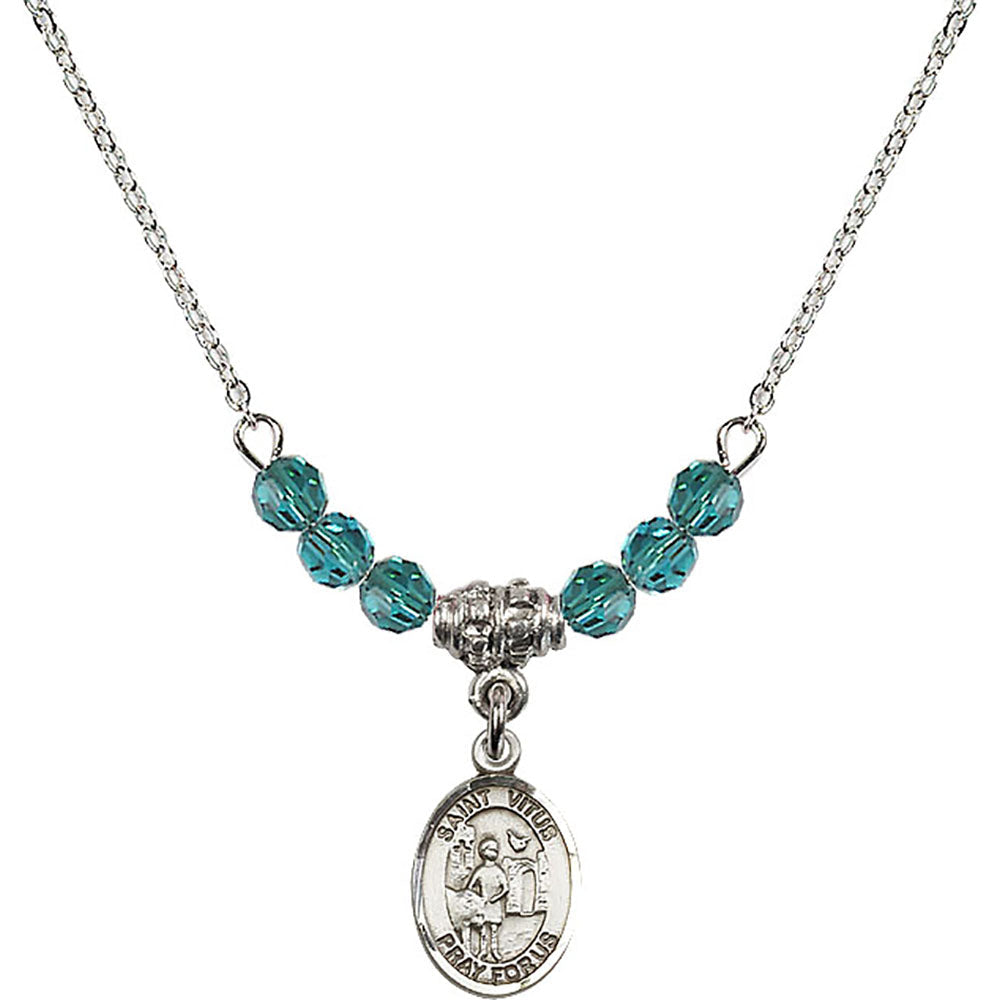 Sterling Silver Saint Vitus Birthstone Necklace with Zircon Beads - 9368