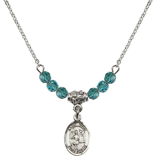Sterling Silver Saint Vitus Birthstone Necklace with Zircon Beads - 9368