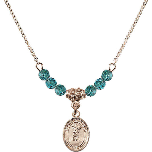 14kt Gold Filled Saint Philip Neri Birthstone Necklace with Zircon Beads - 9369