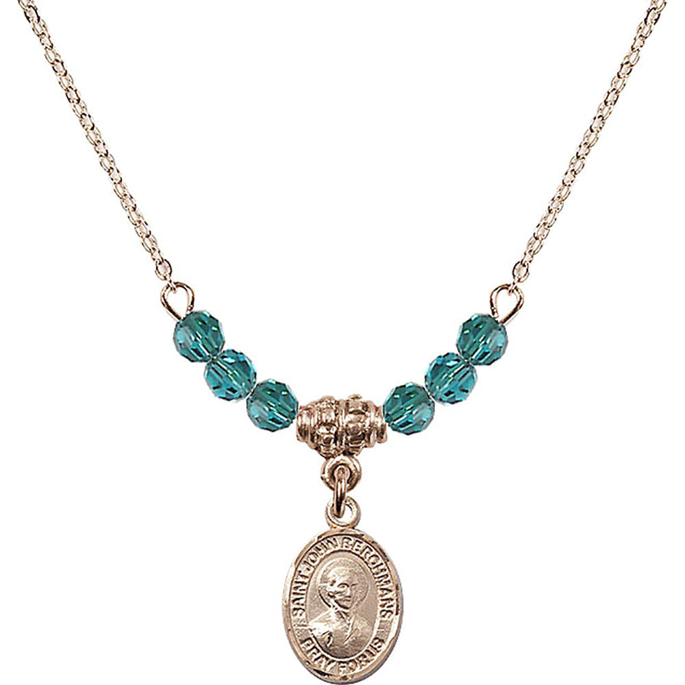14kt Gold Filled Saint John Berchmans Birthstone Necklace with Zircon Beads - 9370