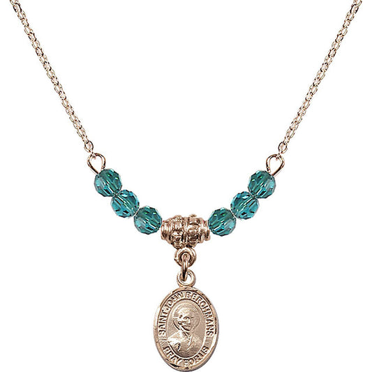 14kt Gold Filled Saint John Berchmans Birthstone Necklace with Zircon Beads - 9370