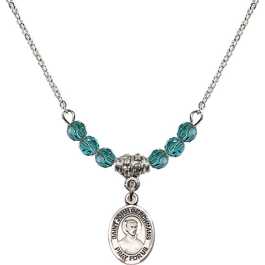 Sterling Silver Saint John Berchmans Birthstone Necklace with Zircon Beads - 9370