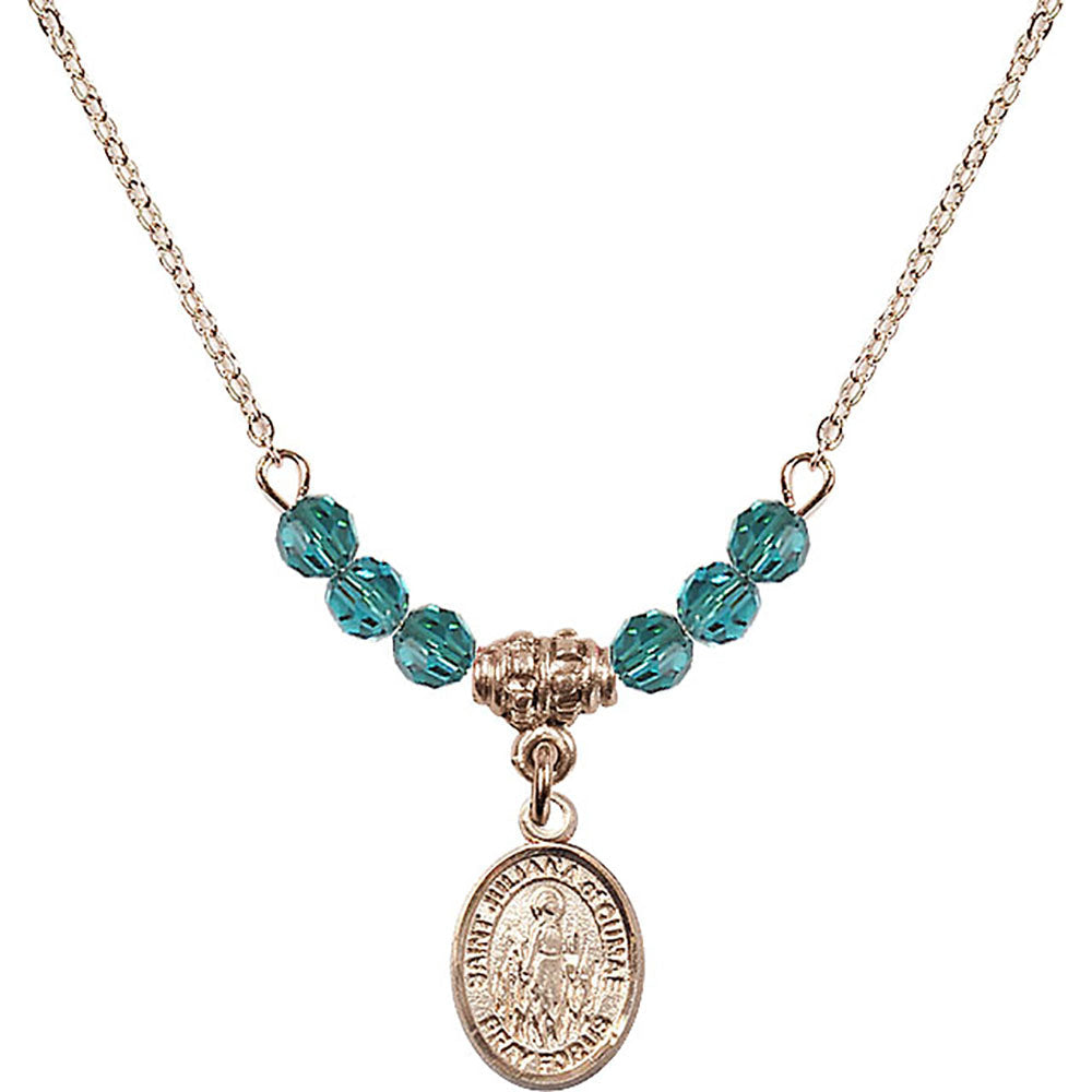 14kt Gold Filled Saint Juliana of Cumae Birthstone Necklace with Zircon Beads - 9372