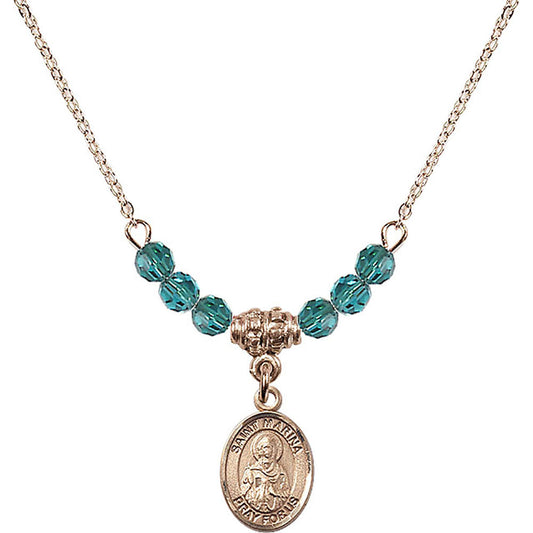 14kt Gold Filled Saint Marina Birthstone Necklace with Zircon Beads - 9379