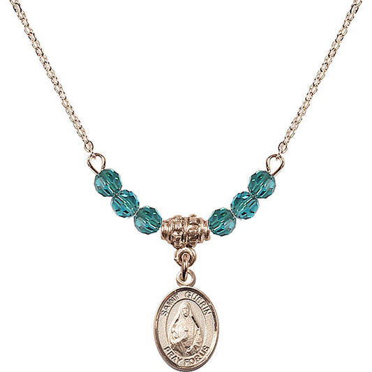 14kt Gold Filled Saint Theodora Birthstone Necklace with Zircon Beads - 9382
