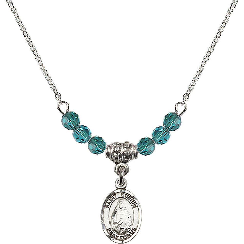 Sterling Silver Saint Theodora Birthstone Necklace with Zircon Beads - 9382
