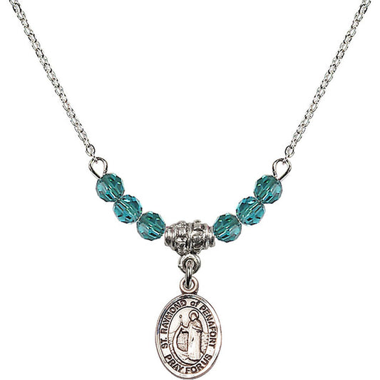 Sterling Silver Saint Raymond of Penafort Birthstone Necklace with Zircon Beads - 9385