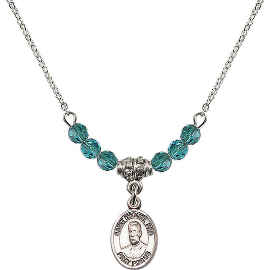 Sterling Silver Blessed Miguel Pro Birthstone Necklace with Zircon Beads - 9389