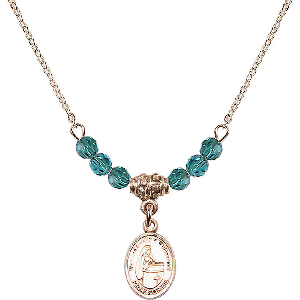 14kt Gold Filled Blessed Emilee Doultremont Birthstone Necklace with Zircon Beads - 9390