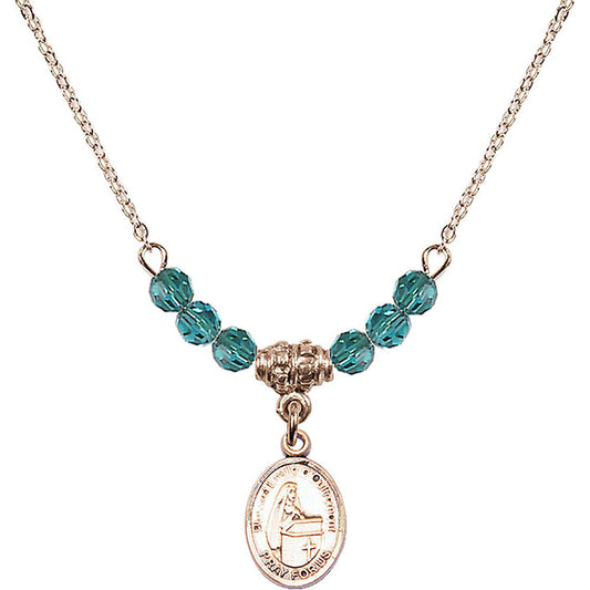 14kt Gold Filled Blessed Emilee Doultremont Birthstone Necklace with Zircon Beads - 9390